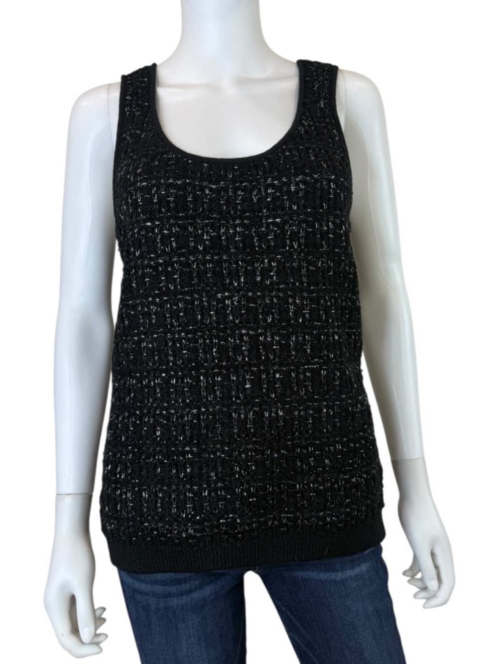 Boston Proper Black Metallic Tweed Sweater Set Size M N0807
